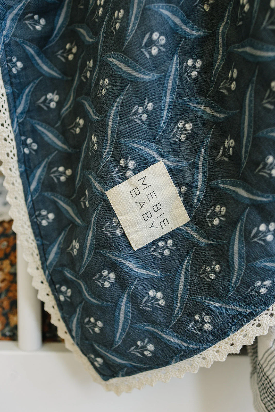Navy Berry + Cream Berry Lace Muslin Quilt - Image 3