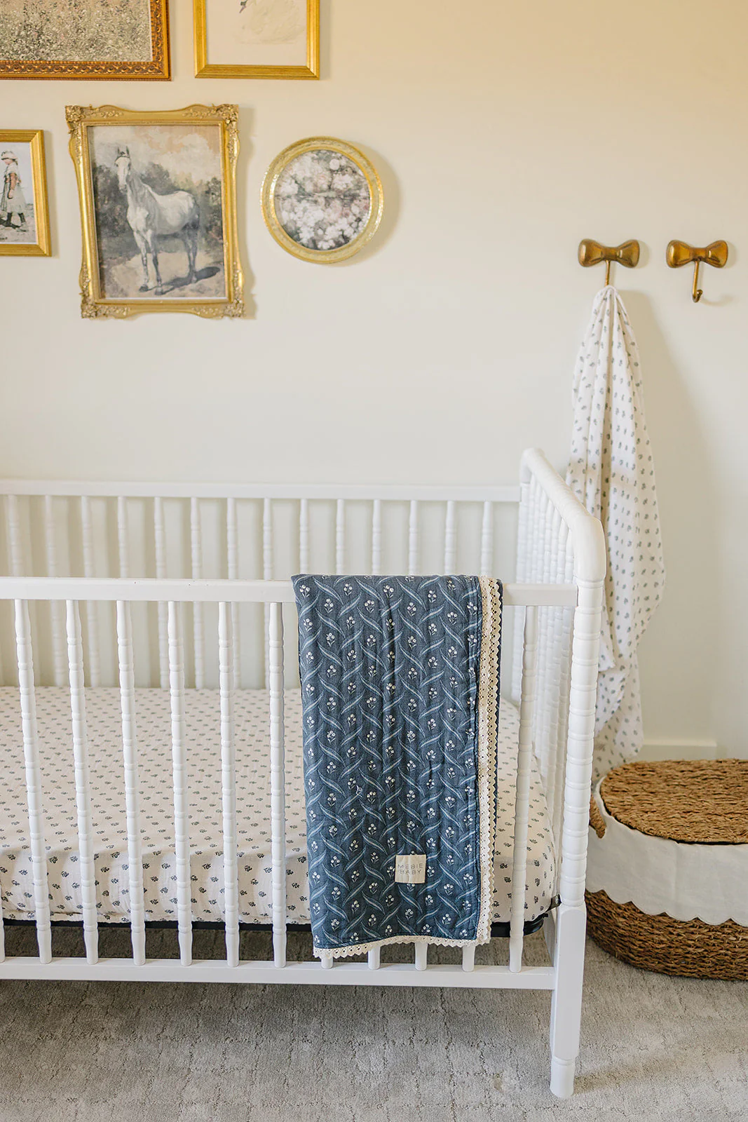 Navy Berry + Cream Berry Lace Muslin Quilt - Image 5