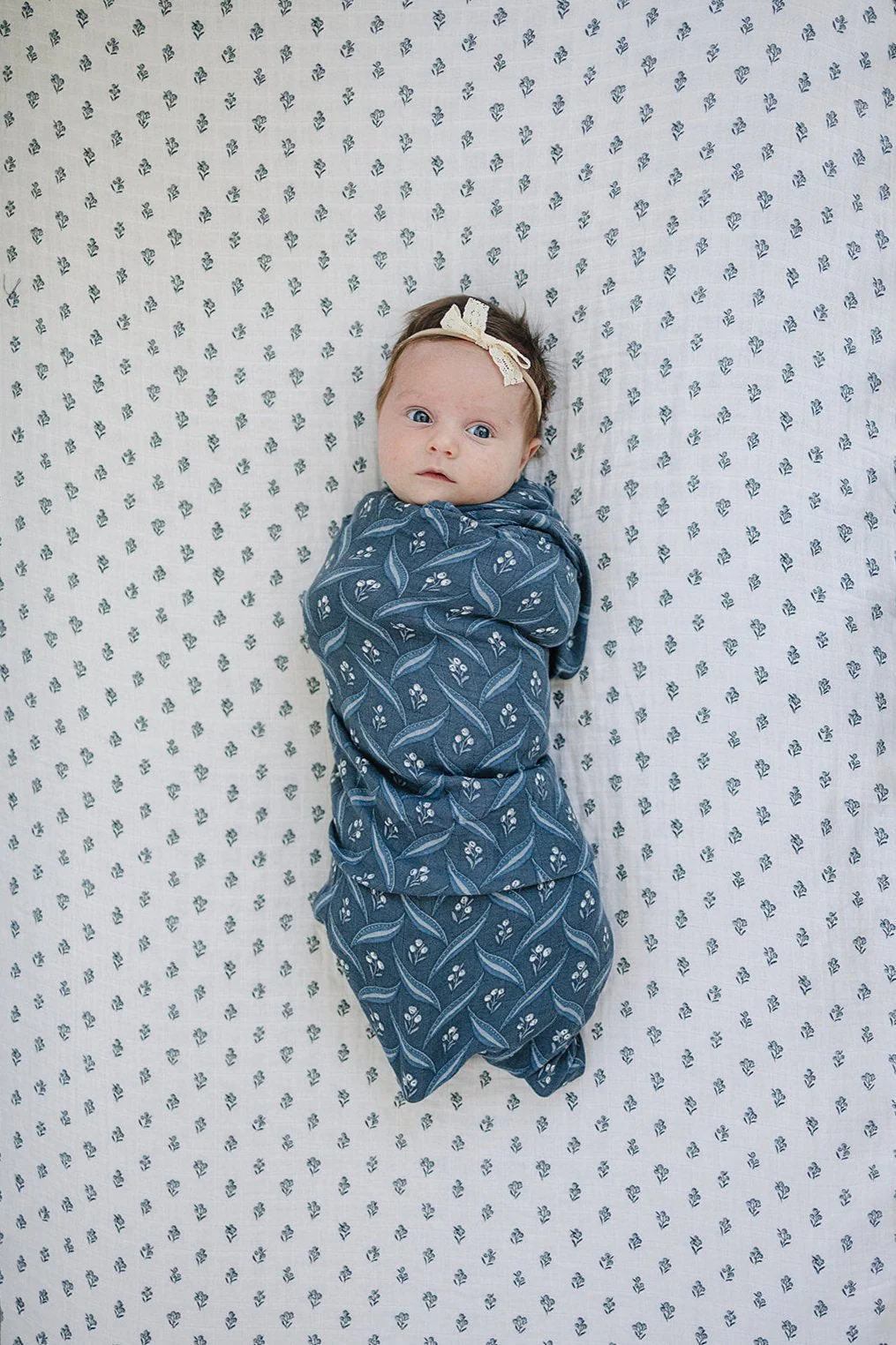 Navy Berry Muslin Swaddle Blanket - Image 2