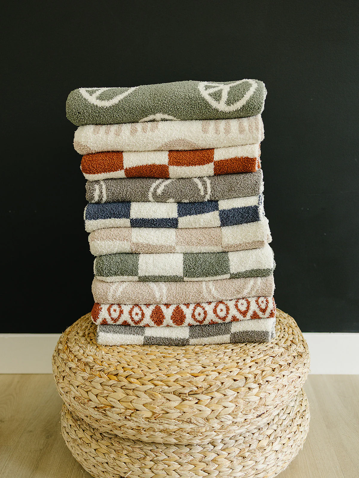 Navy Checkered Plush Blanket - Image 6