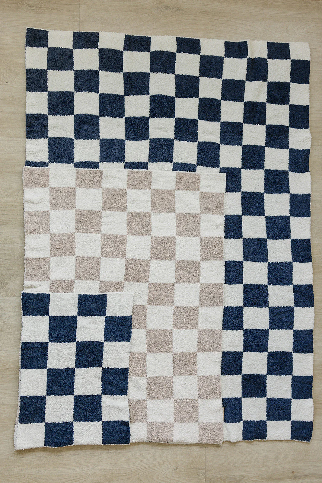 Navy Checkered Plush Blanket - Image 7