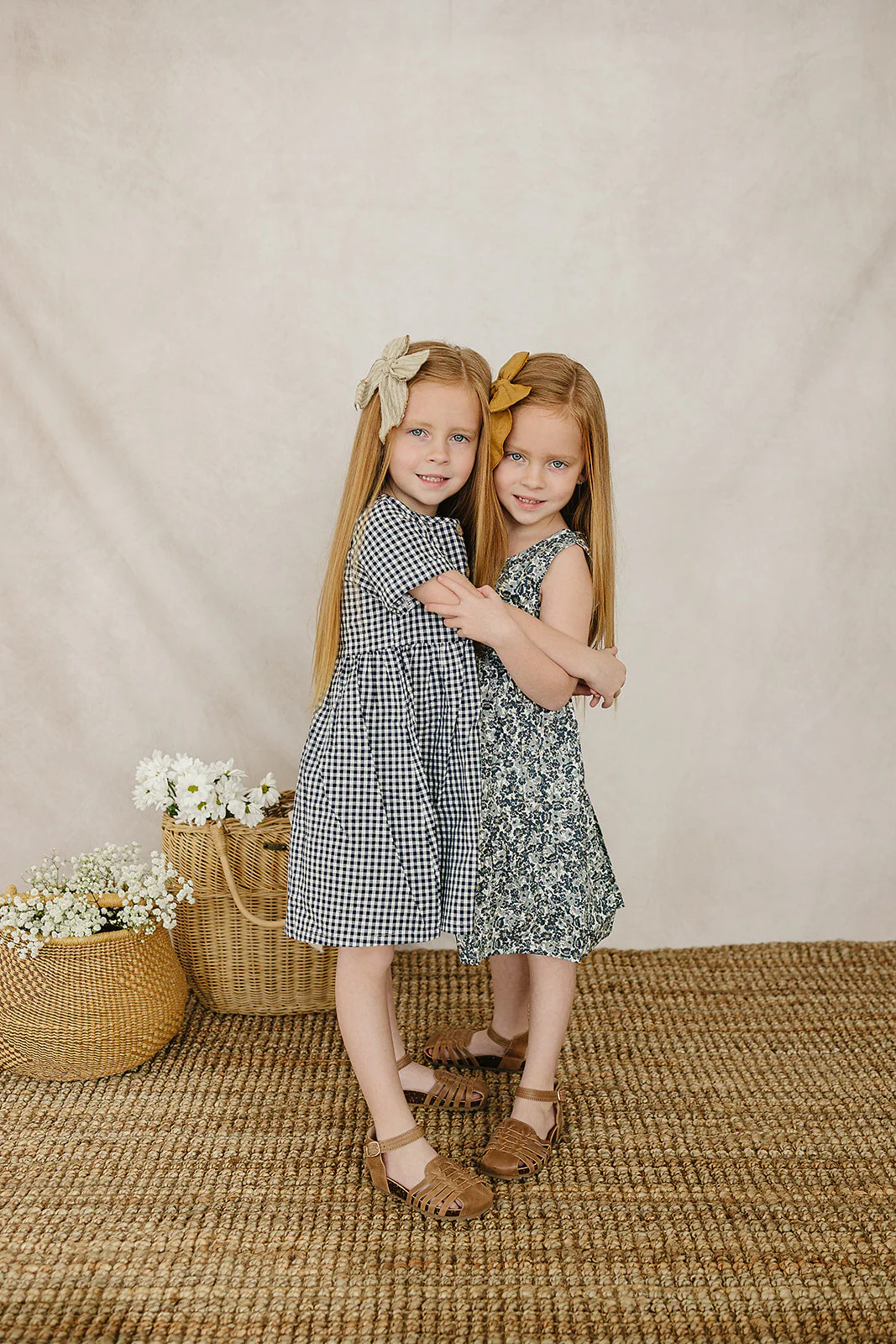 Navy Gingham Linen Cotton Dress - Image 4