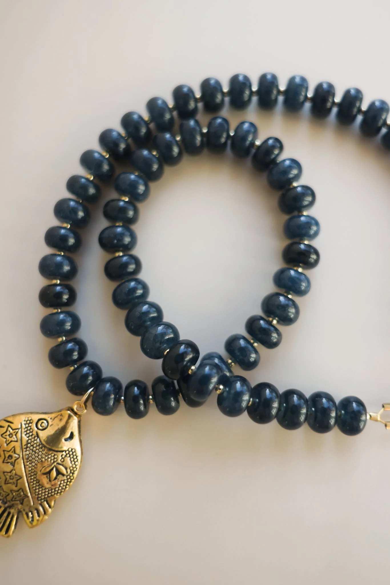 Navy Necklace + Fish Pendant - Image 2