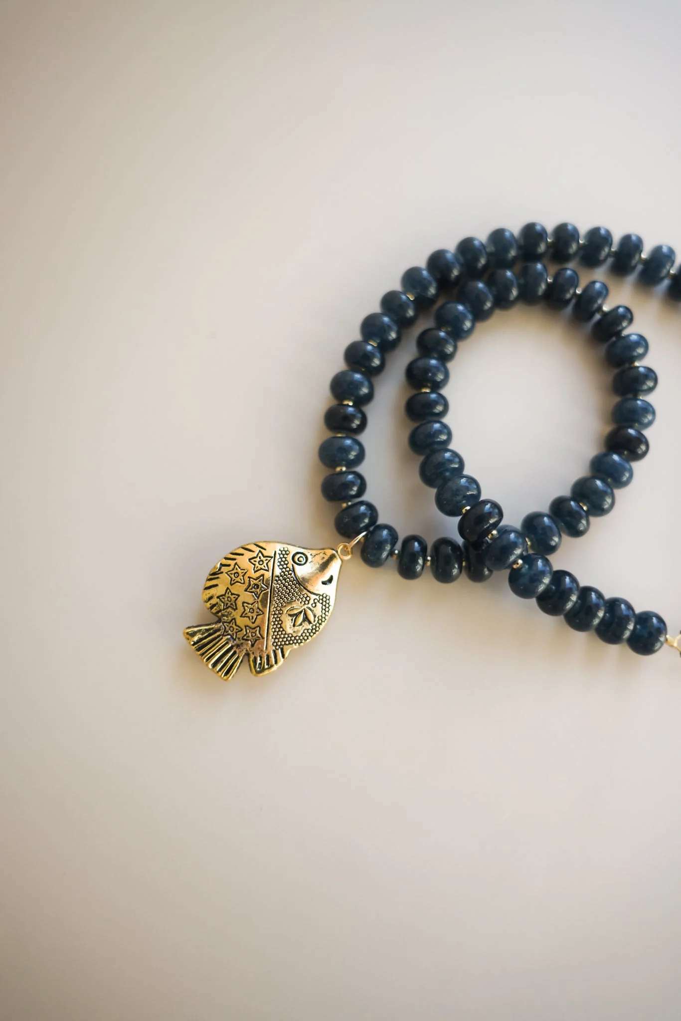 Navy Necklace + Fish Pendant - Image 3