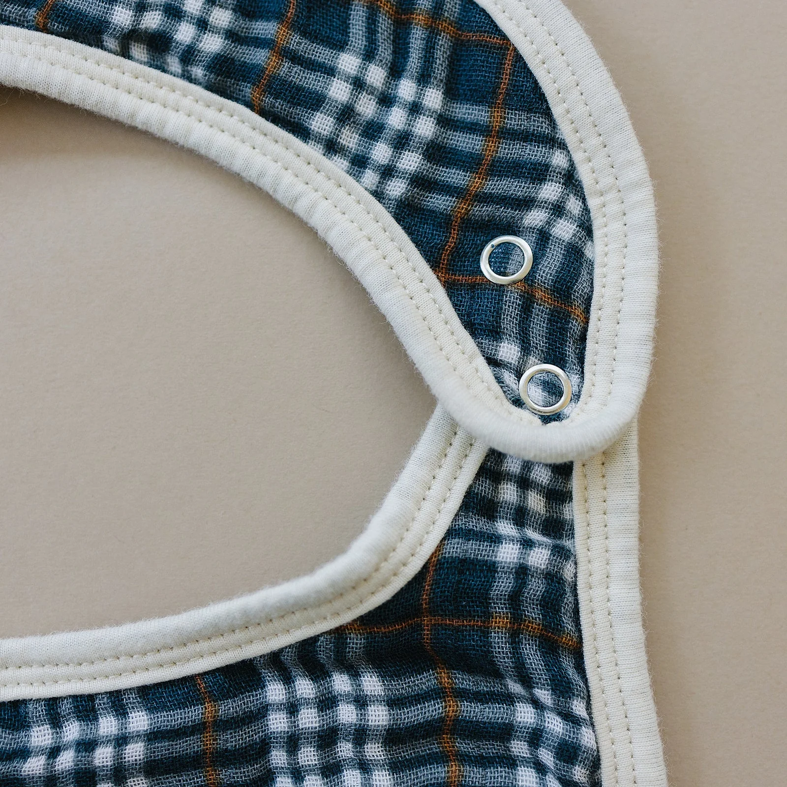 Navy Plaid Classic Muslin Bib - Image 3