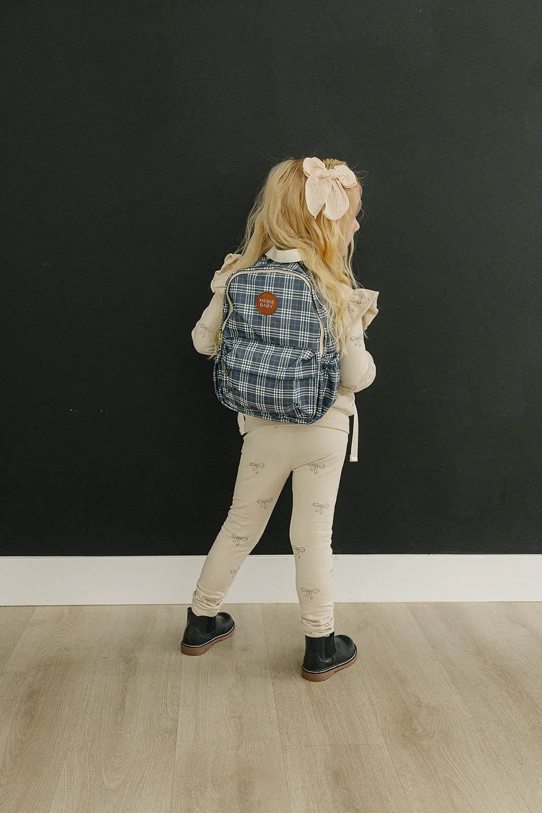 Navy Plaid Mini Backpack - Image 2