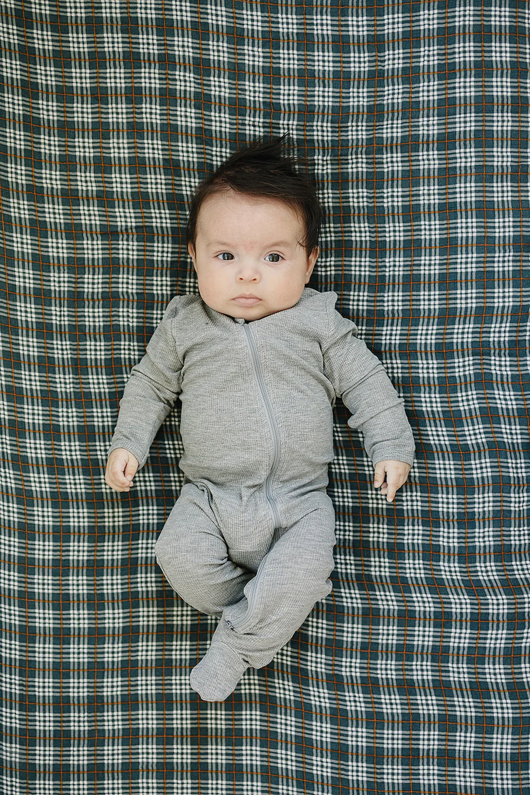 Navy Plaid Muslin Crib Sheet - Image 2