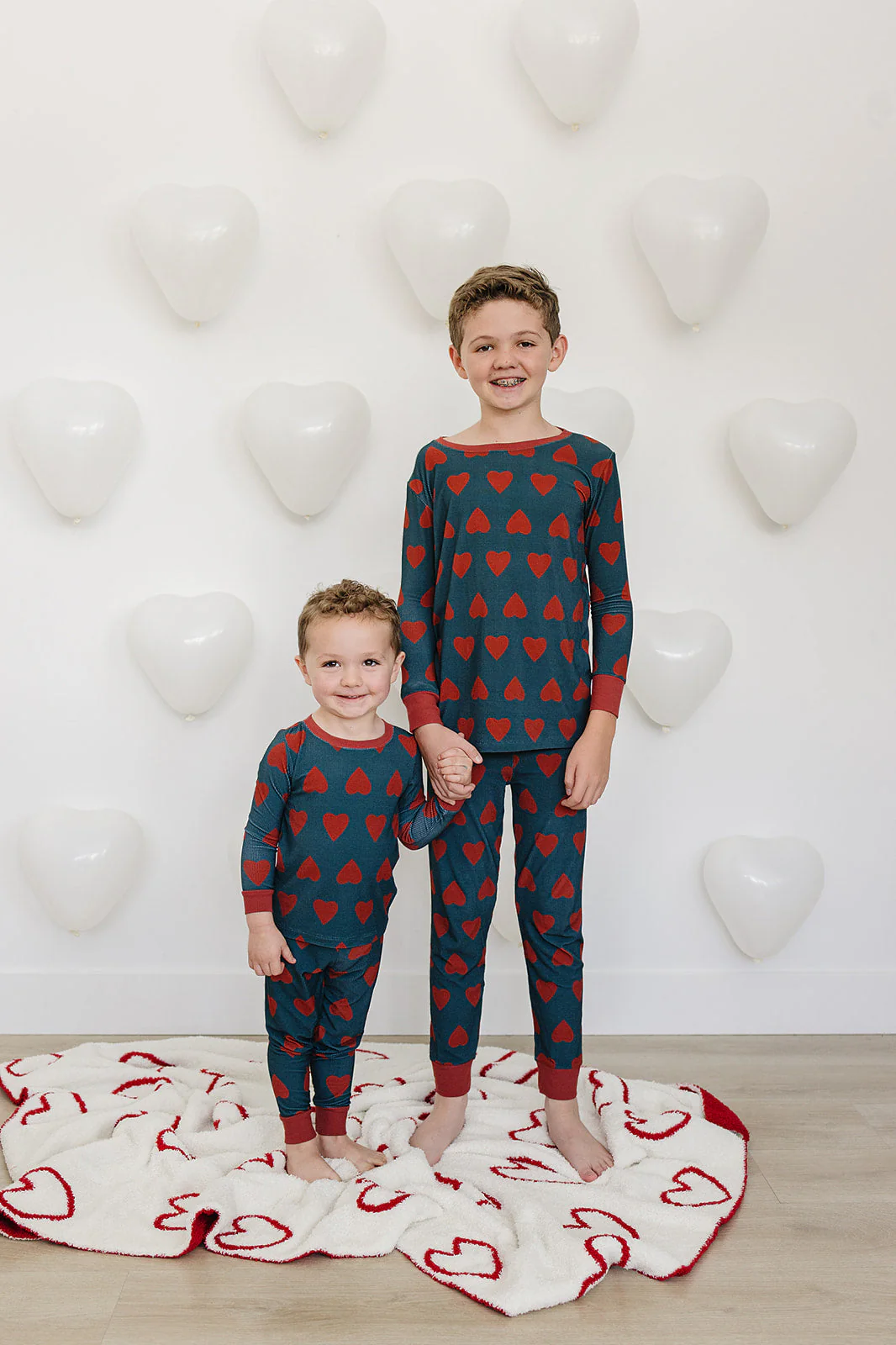 Navy + Red Hearts Ribbed Bamboo Cozy Set - Image 5