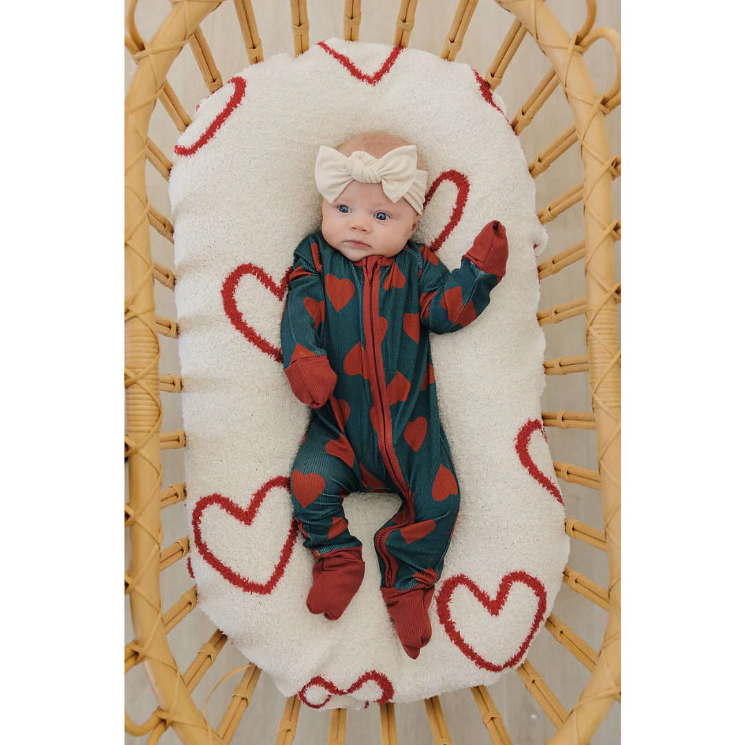 Navy + Red Hearts Ribbed Bamboo Zipper - Image 4
