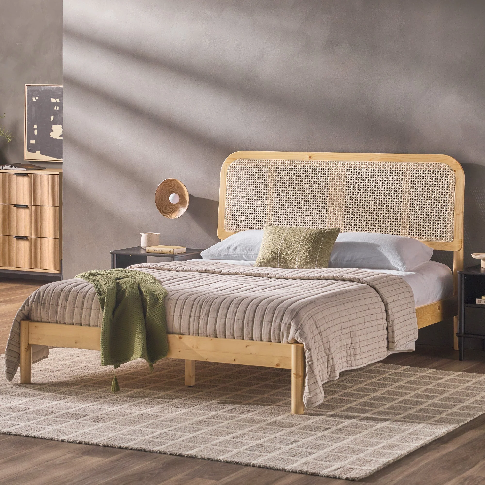 Neru Boho Curved Rattan-Headboard Bed Collection (Queen or King) - Image 10
