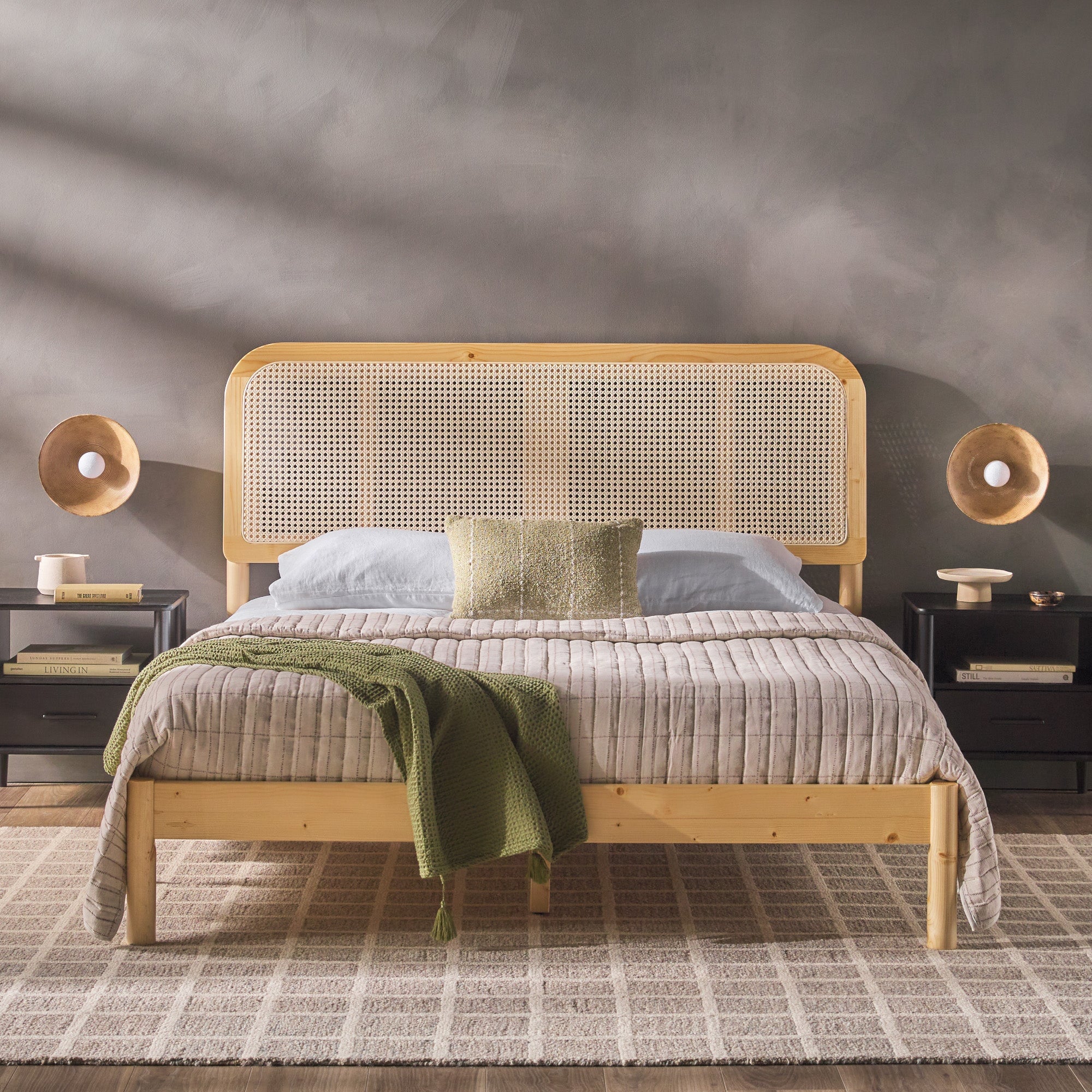 Neru Boho Curved Rattan-Headboard Bed Collection (Queen or King) - Image 11
