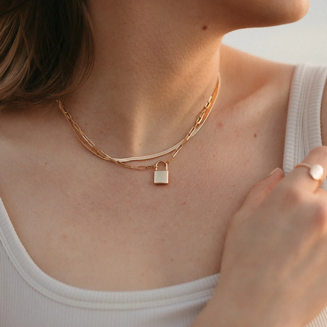 Newport Gold Filled Lock Necklace - Image 3