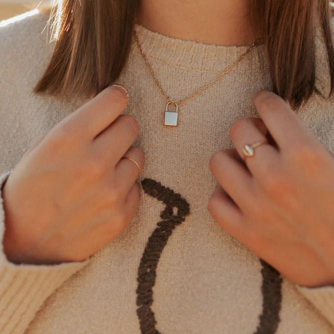 Newport Gold Filled Lock Necklace - Image 5