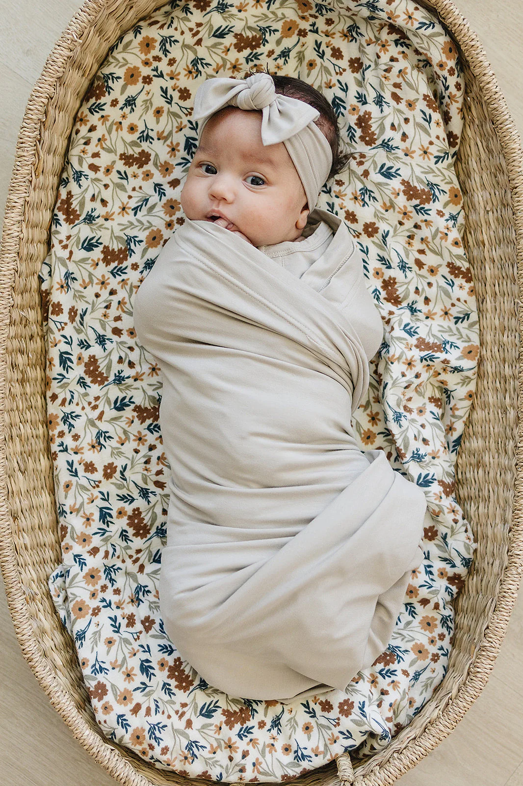 Oatmeal Bamboo Hat OR Head Wrap Set - Image 2