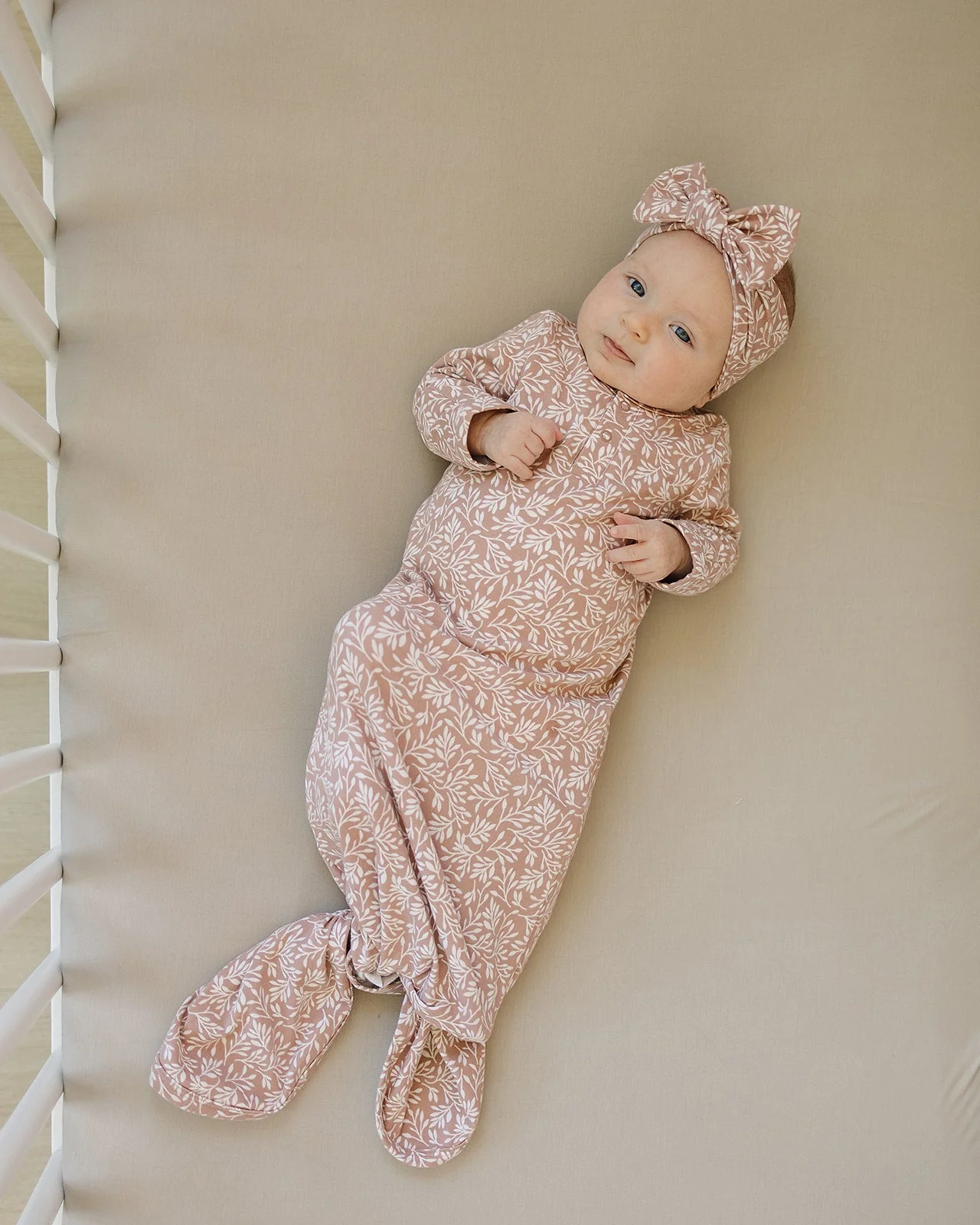 Oatmeal Bamboo Stretch Crib Sheet - Image 4