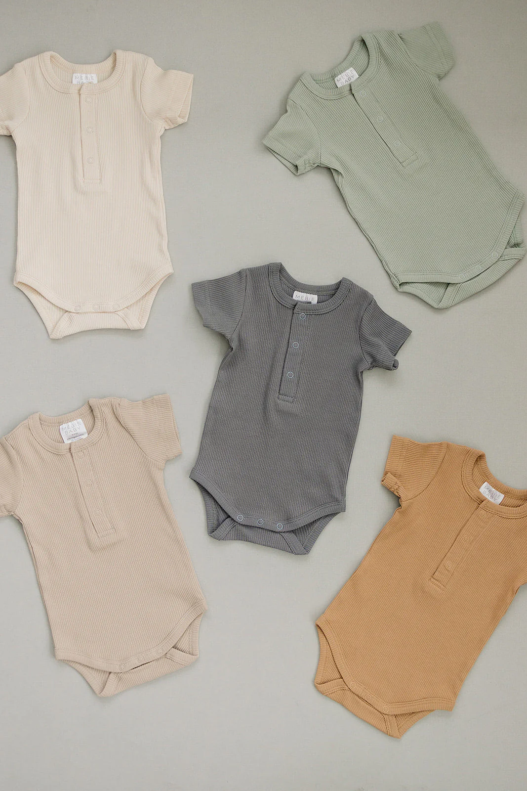 Oatmeal Organic Cotton Ribbed Snap Bodysuit - Image 2