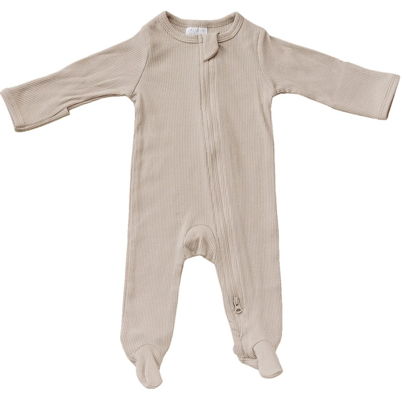 Oatmeal Organic Cotton Ribbed Zipper - Image 3