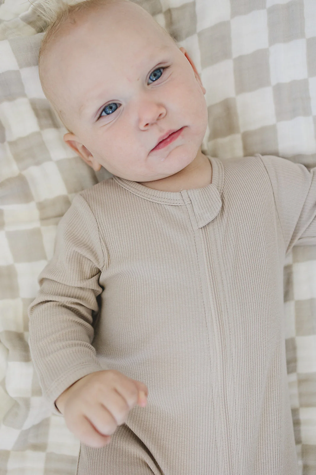 Oatmeal Organic Cotton Ribbed Zipper - Image 4