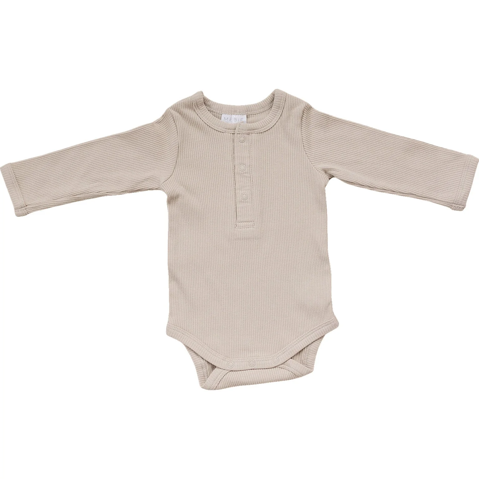 Oatmeal Organic Snap Long Sleeve Ribbed Bodysuit - Image 4