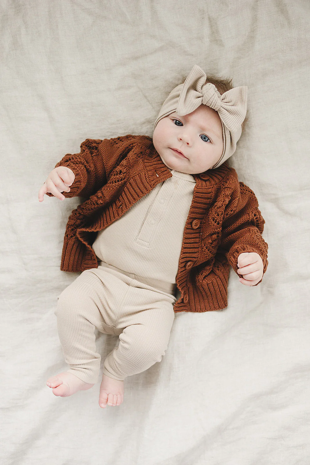 Oatmeal Organic Snap Long Sleeve Ribbed Bodysuit - Image 5