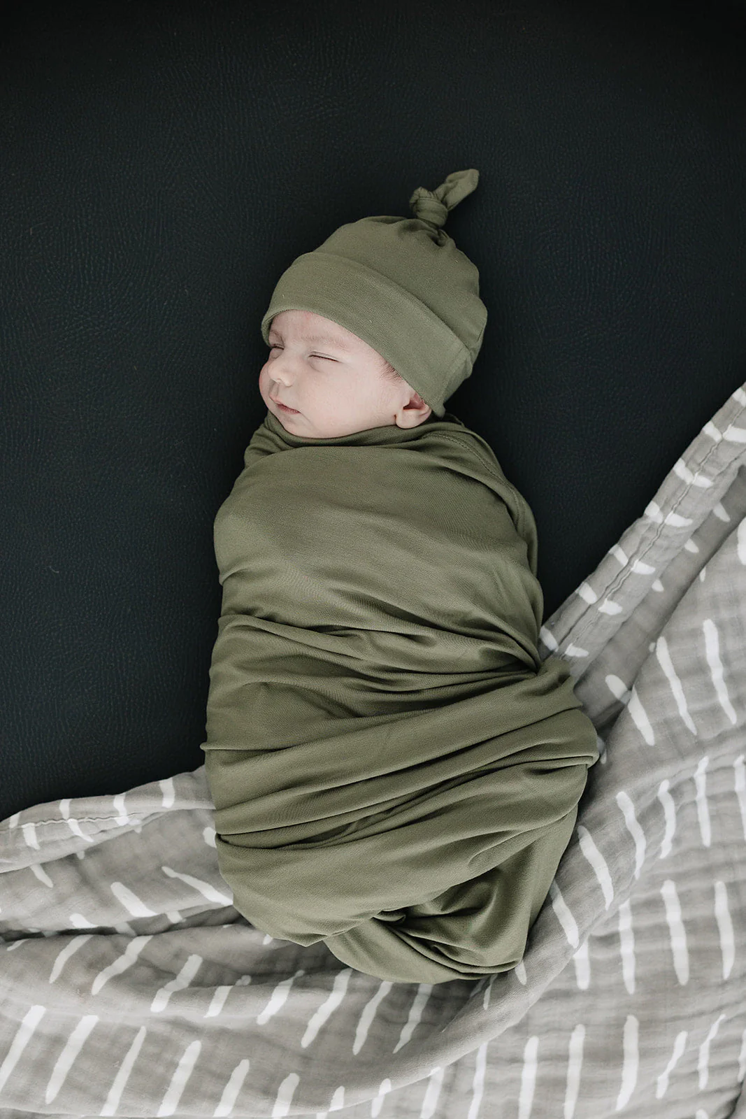 Olive Bamboo Newborn Knot Hat - Image 2