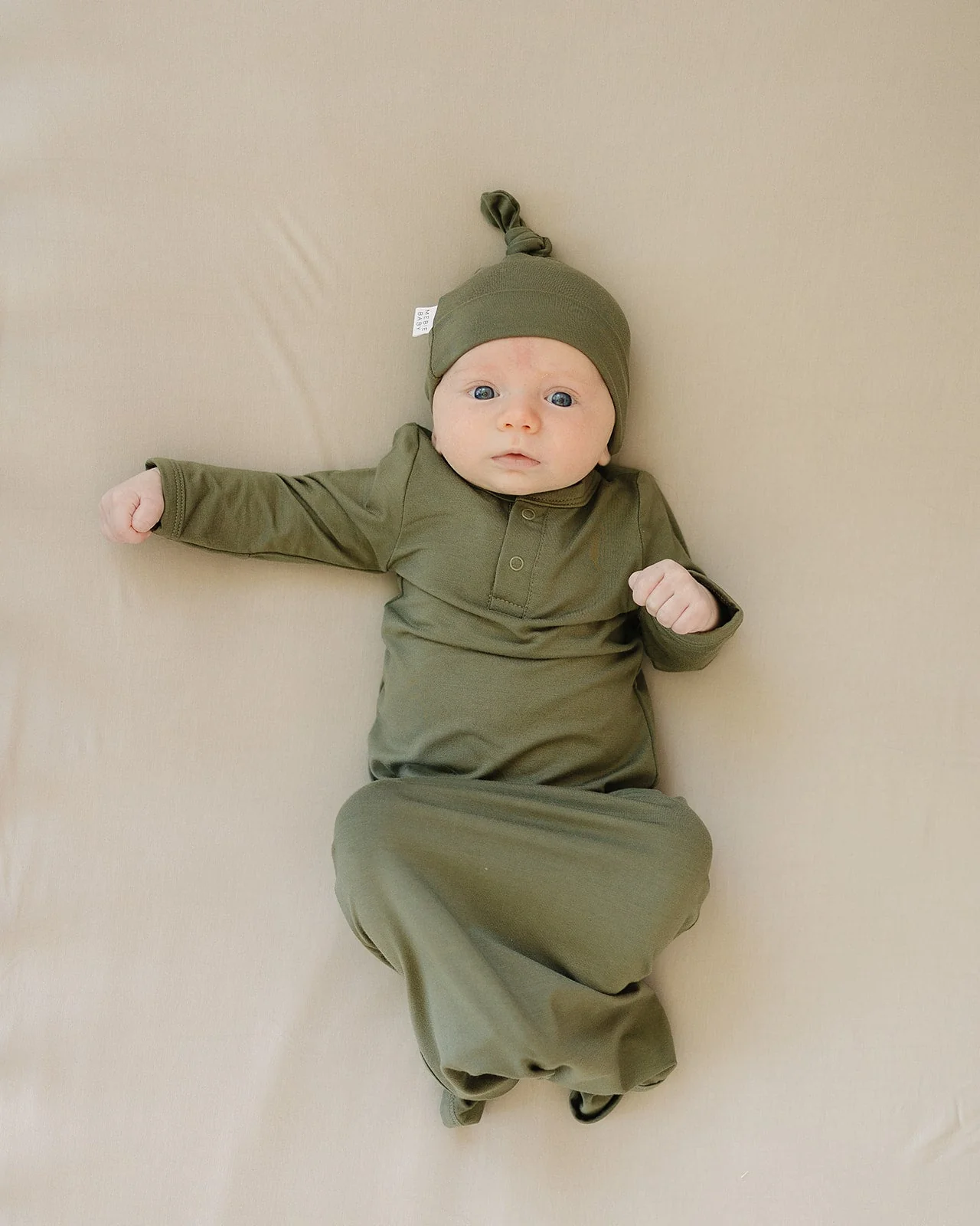 Olive Bamboo Newborn Knot Hat - Image 3