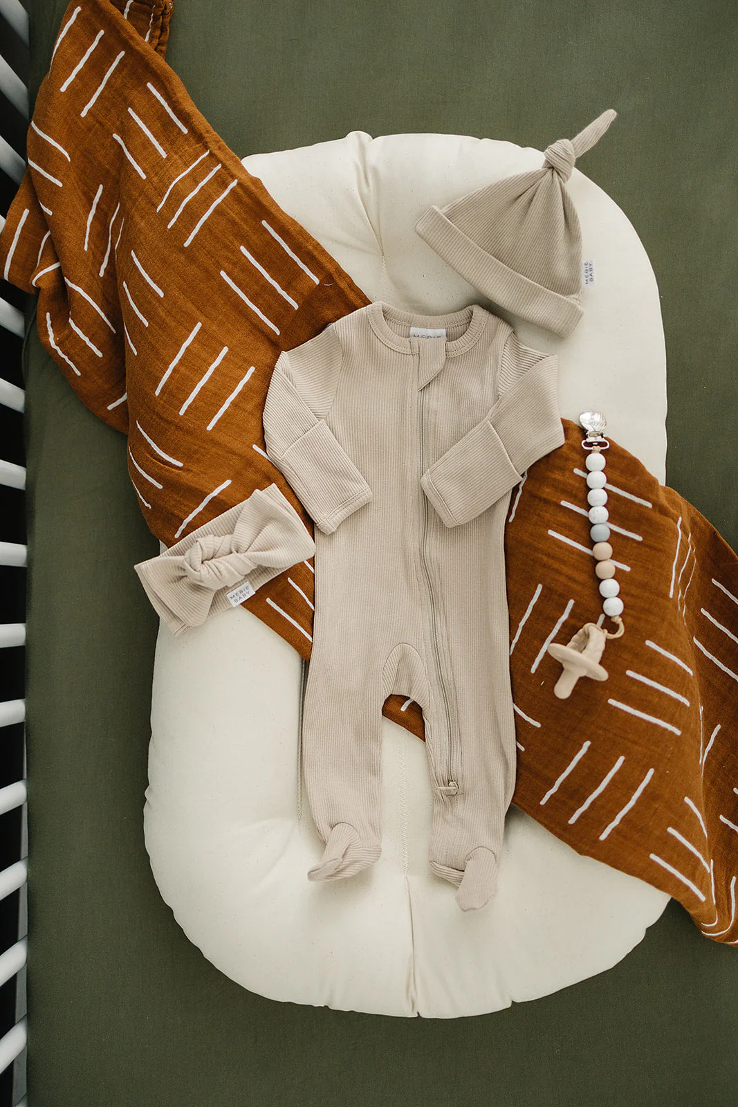 Olive Bamboo Stretch Crib Sheet - Image 5