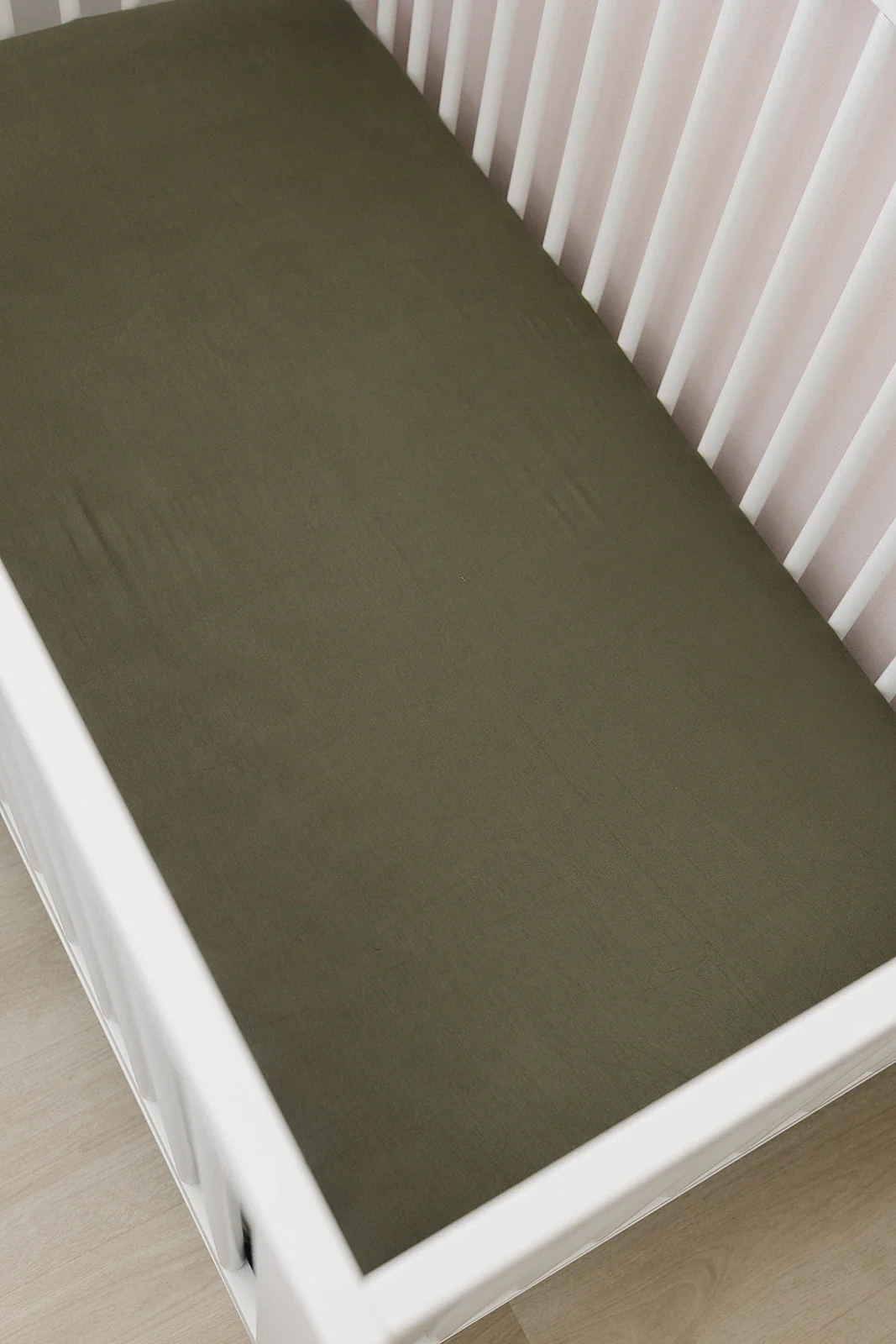 Olive Bamboo Stretch Crib Sheet - Image 9