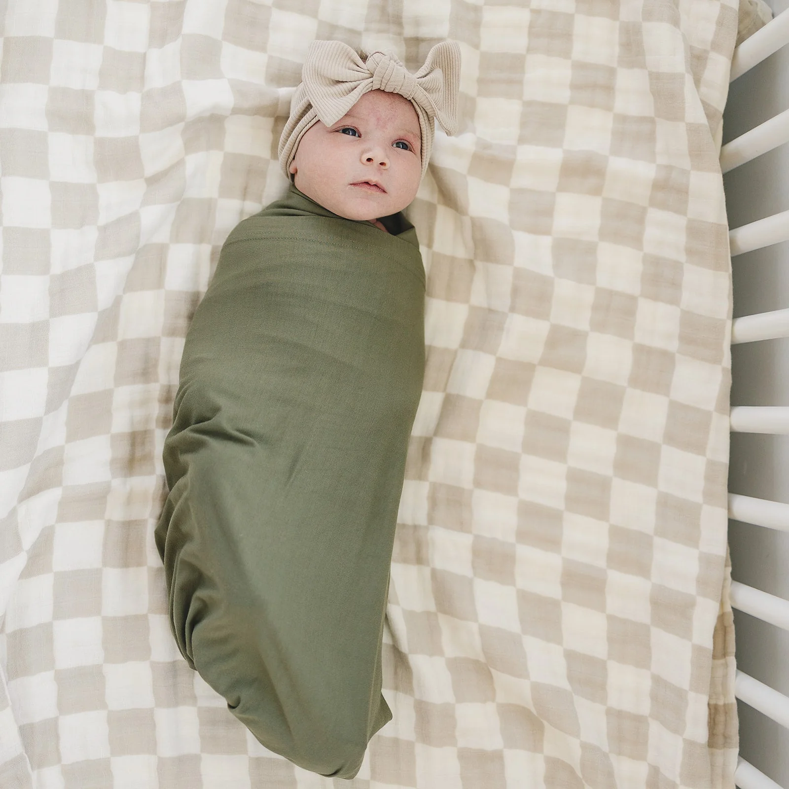 Olive Bamboo Stretch Swaddle - Image 4