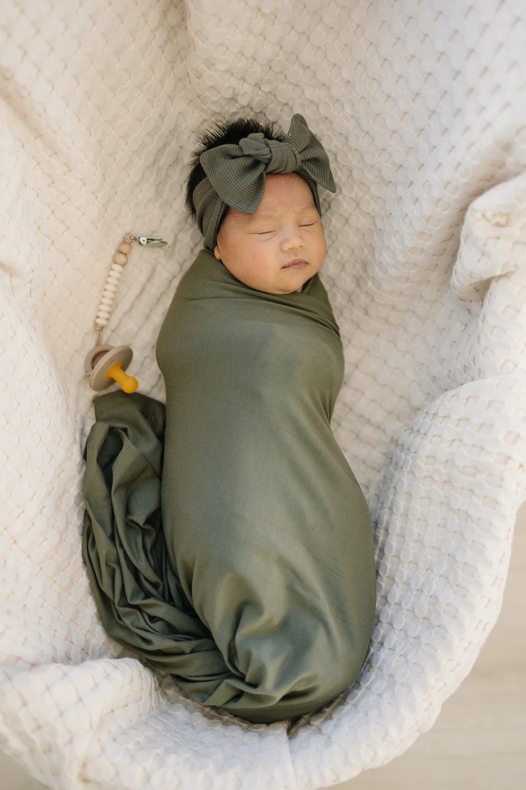 Olive Bamboo Stretch Swaddle - Image 5