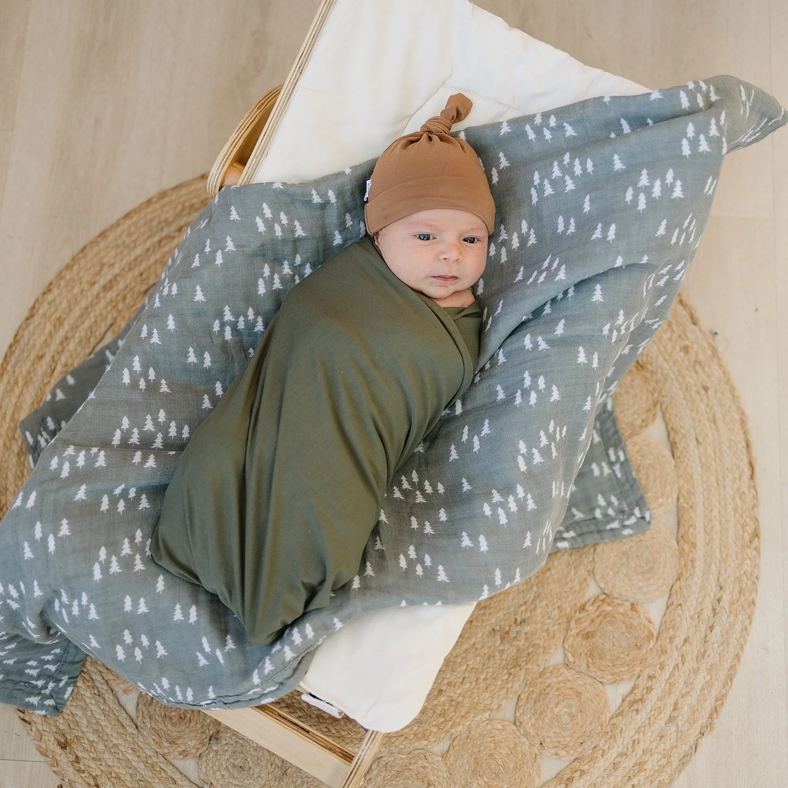 Olive Bamboo Stretch Swaddle - Image 8