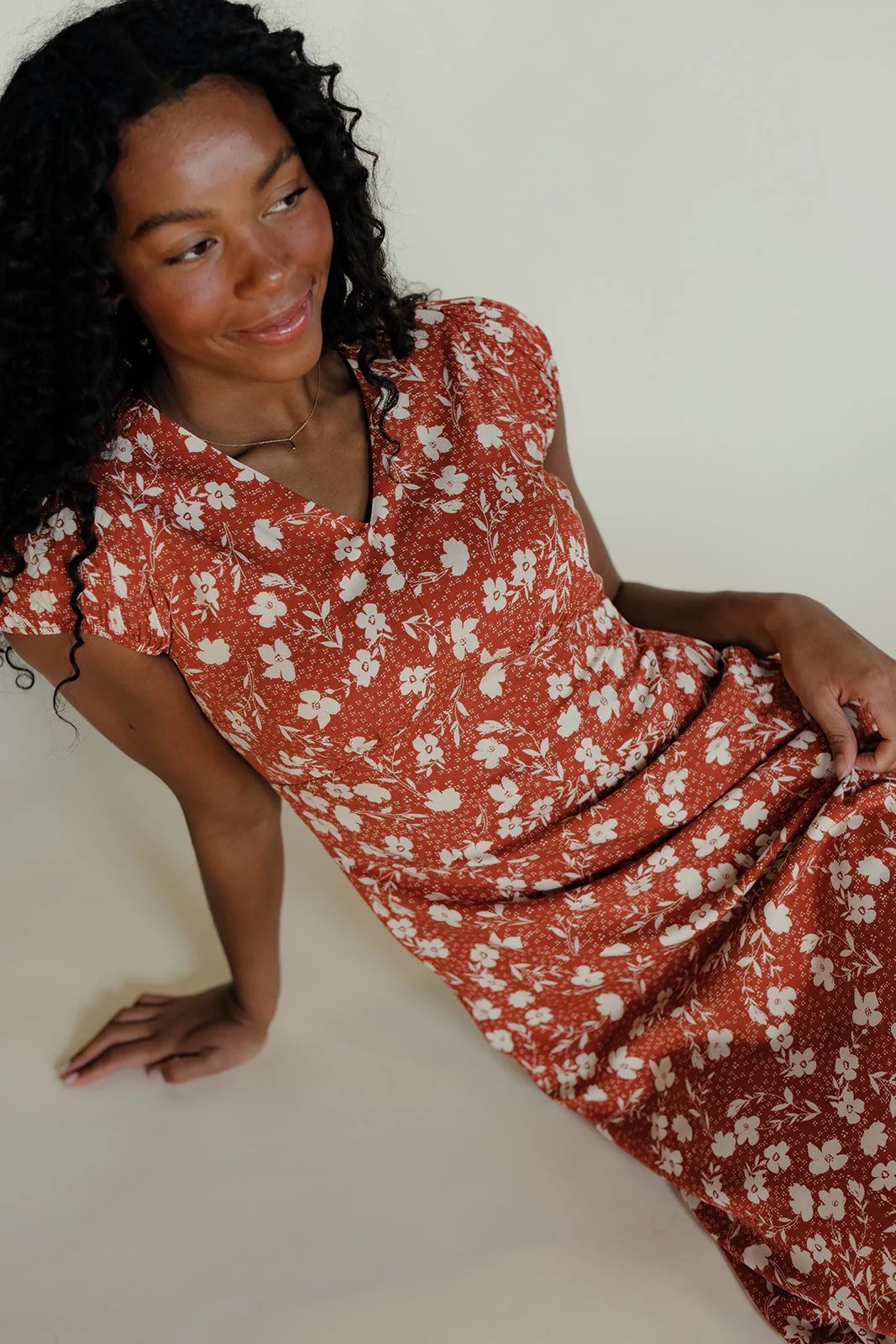 Painted Petals Floral Dress - Image 7