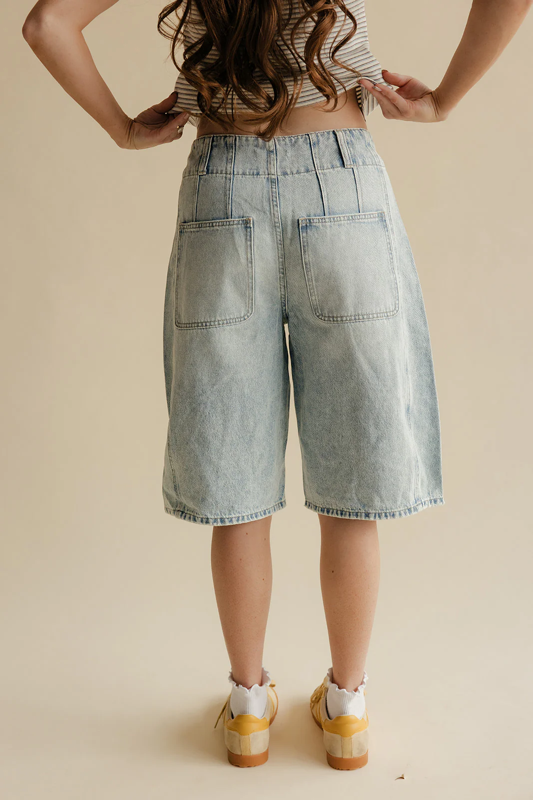 Patchwork Utility Denim Shorts - Image 3