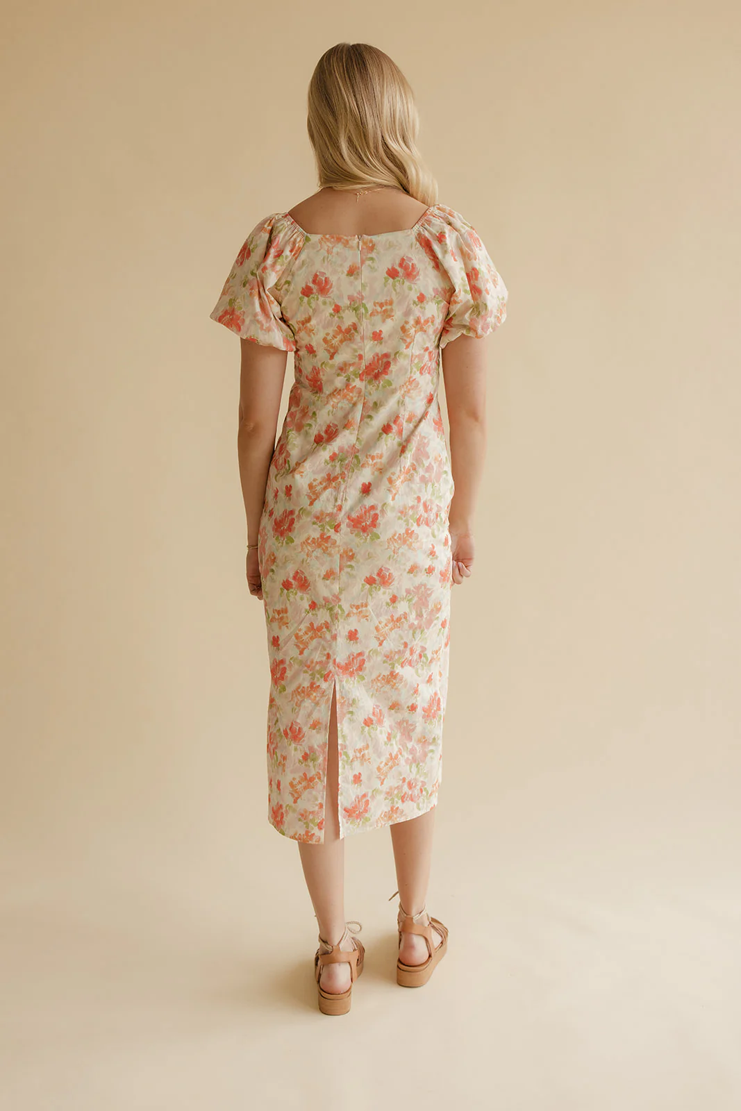 Peach Bloom Puff Sleeve Midi - Image 4