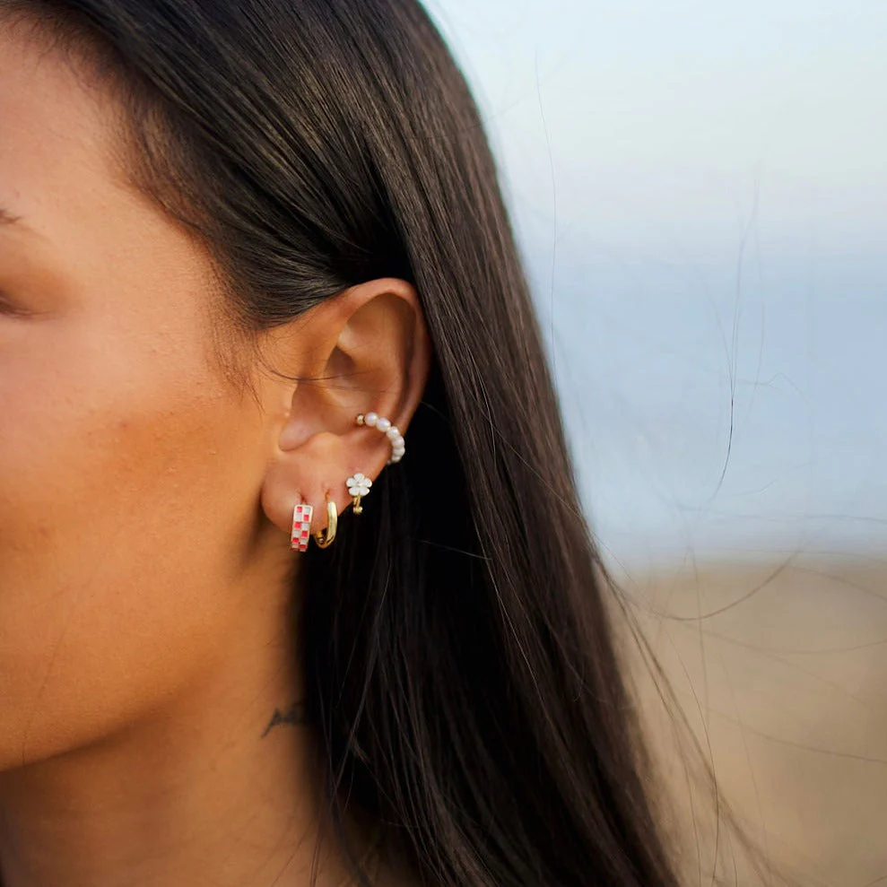 Pink & White Checkered Hoops - Image 2