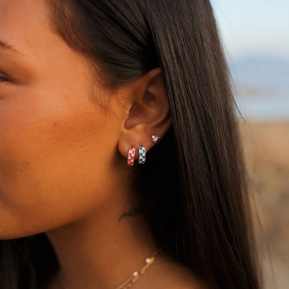 Pink & White Checkered Hoops - Image 5