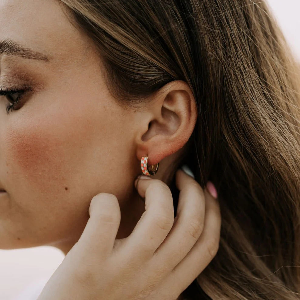 Pink & White Checkered Hoops - Image 7