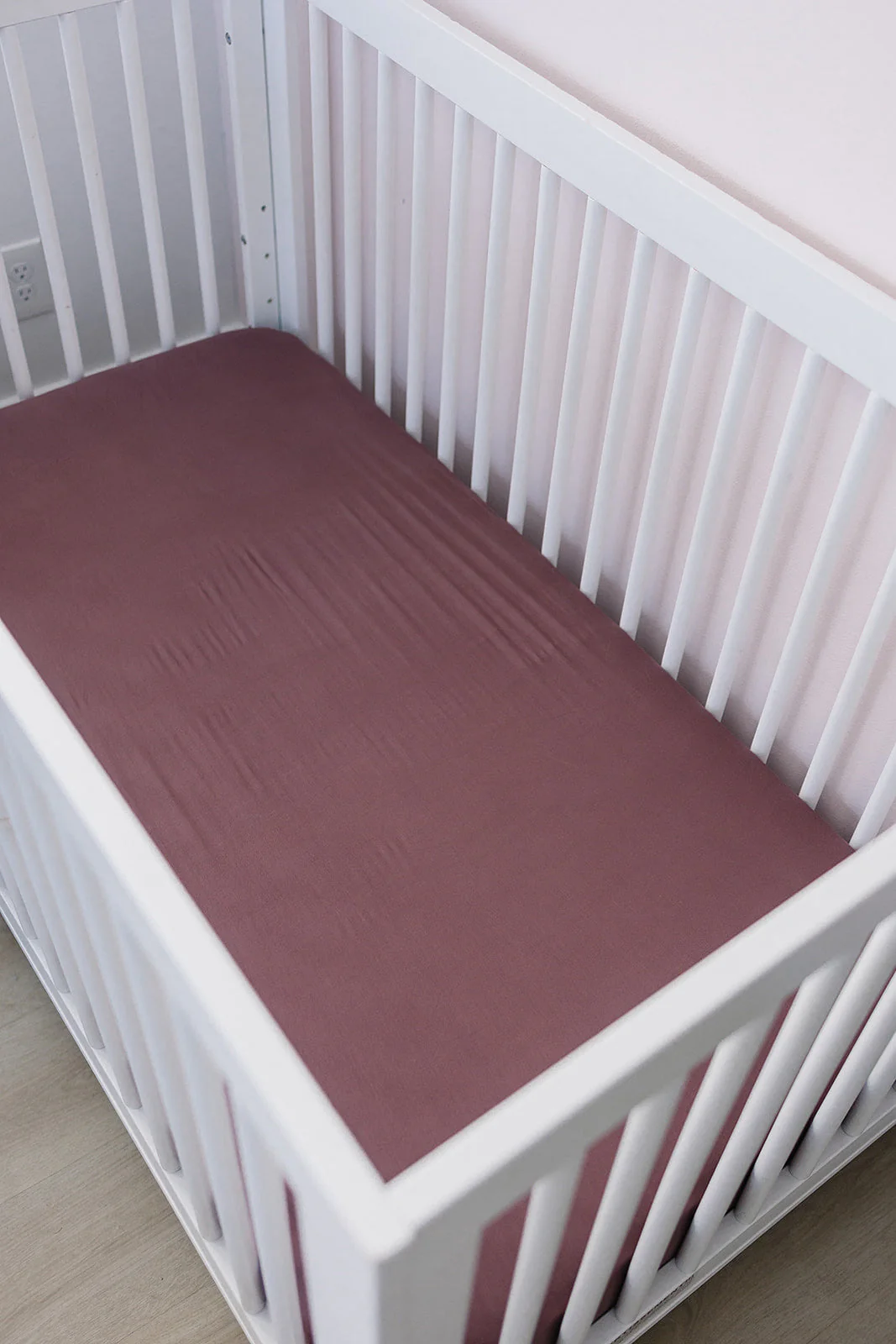 Plum Bamboo Stretch Crib Sheet - Image 3