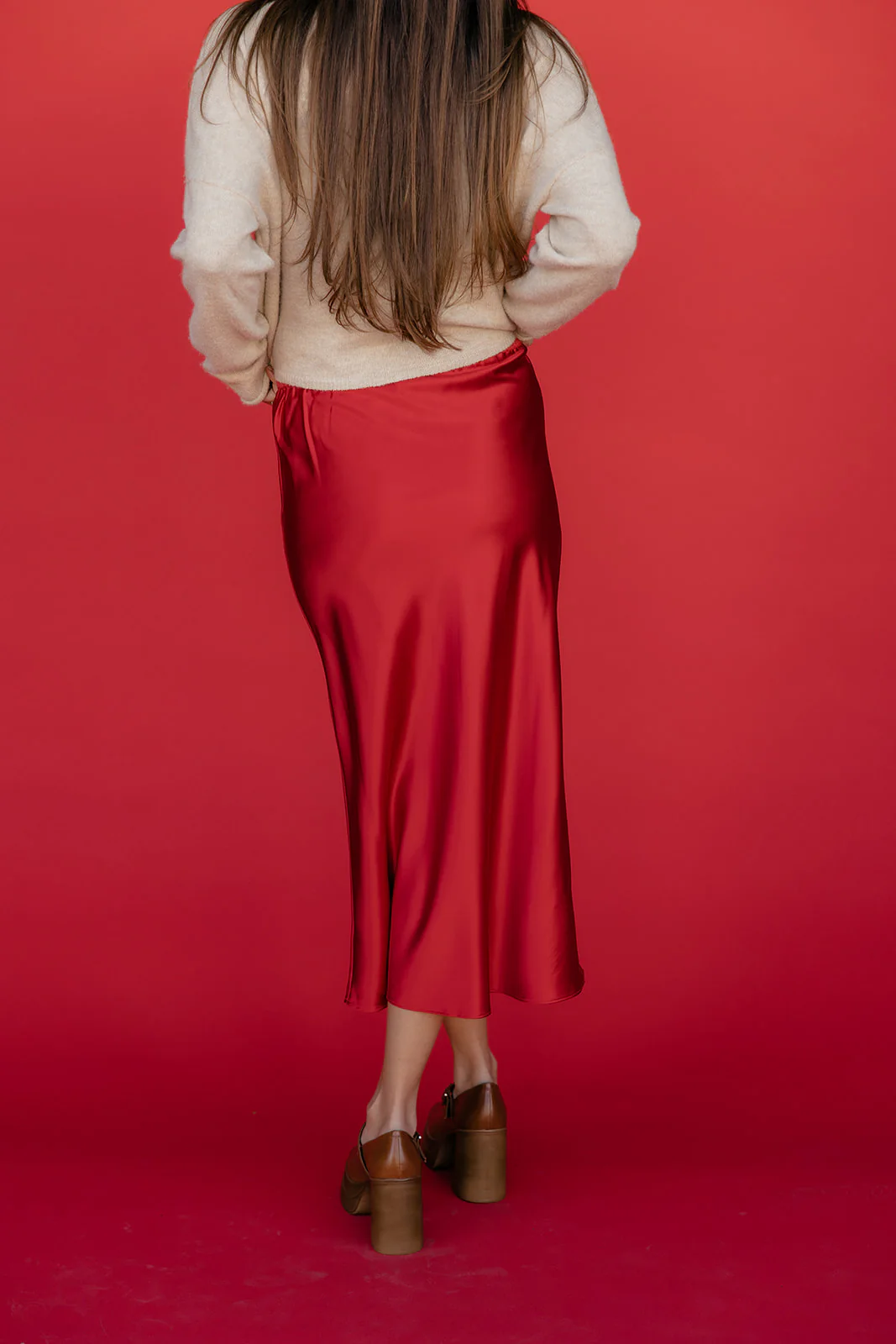 Ruby Flame Satin Skirt - Image 3