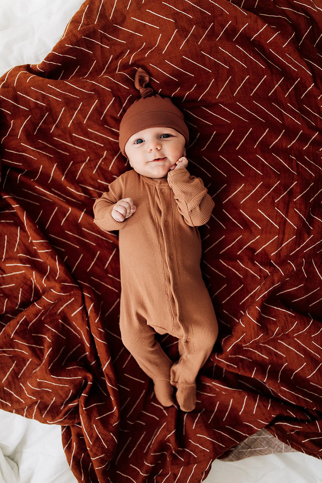 Rust Bamboo Newborn Knot Hat - Image 3