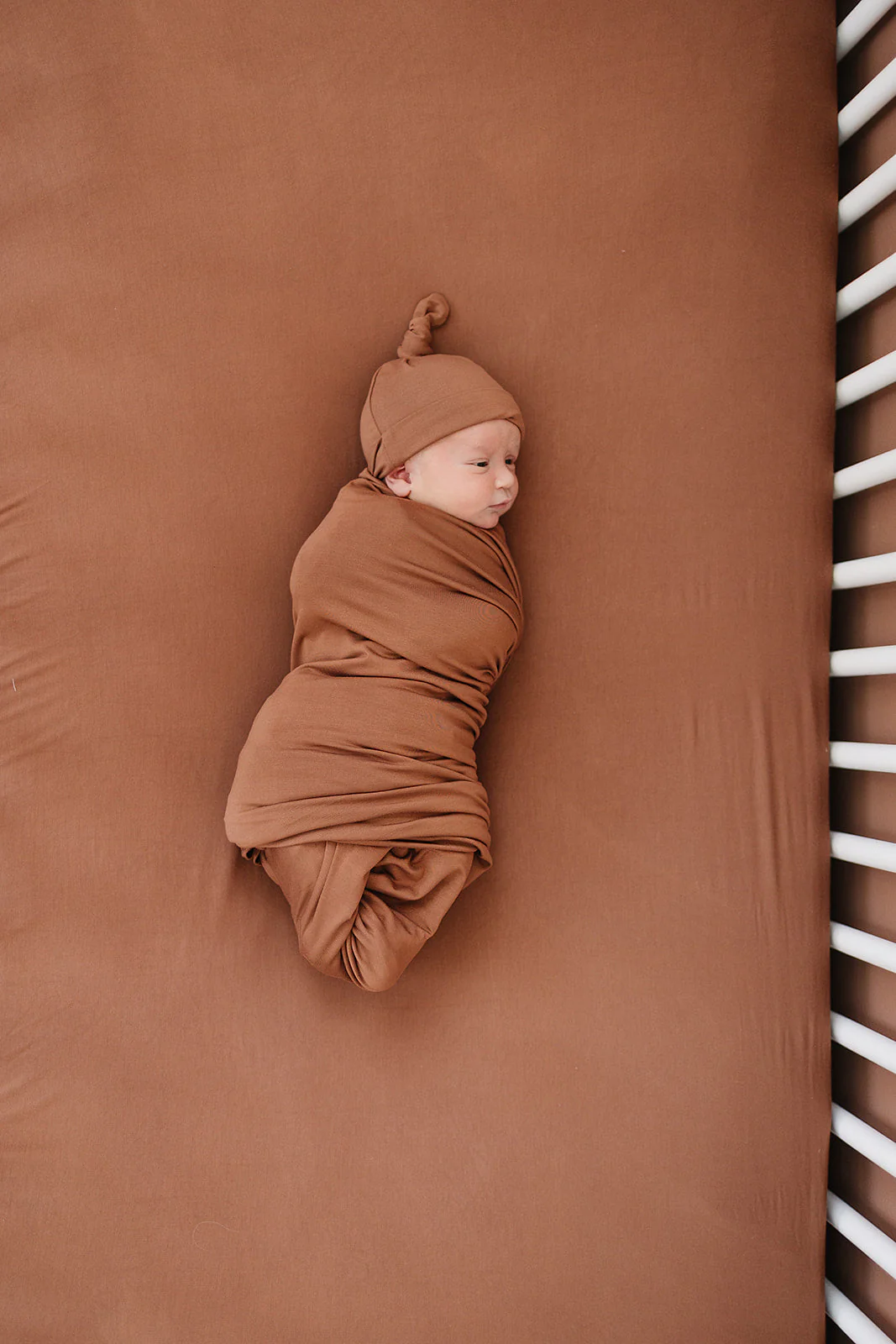 Rust Bamboo Stretch Crib Sheet - Image 2