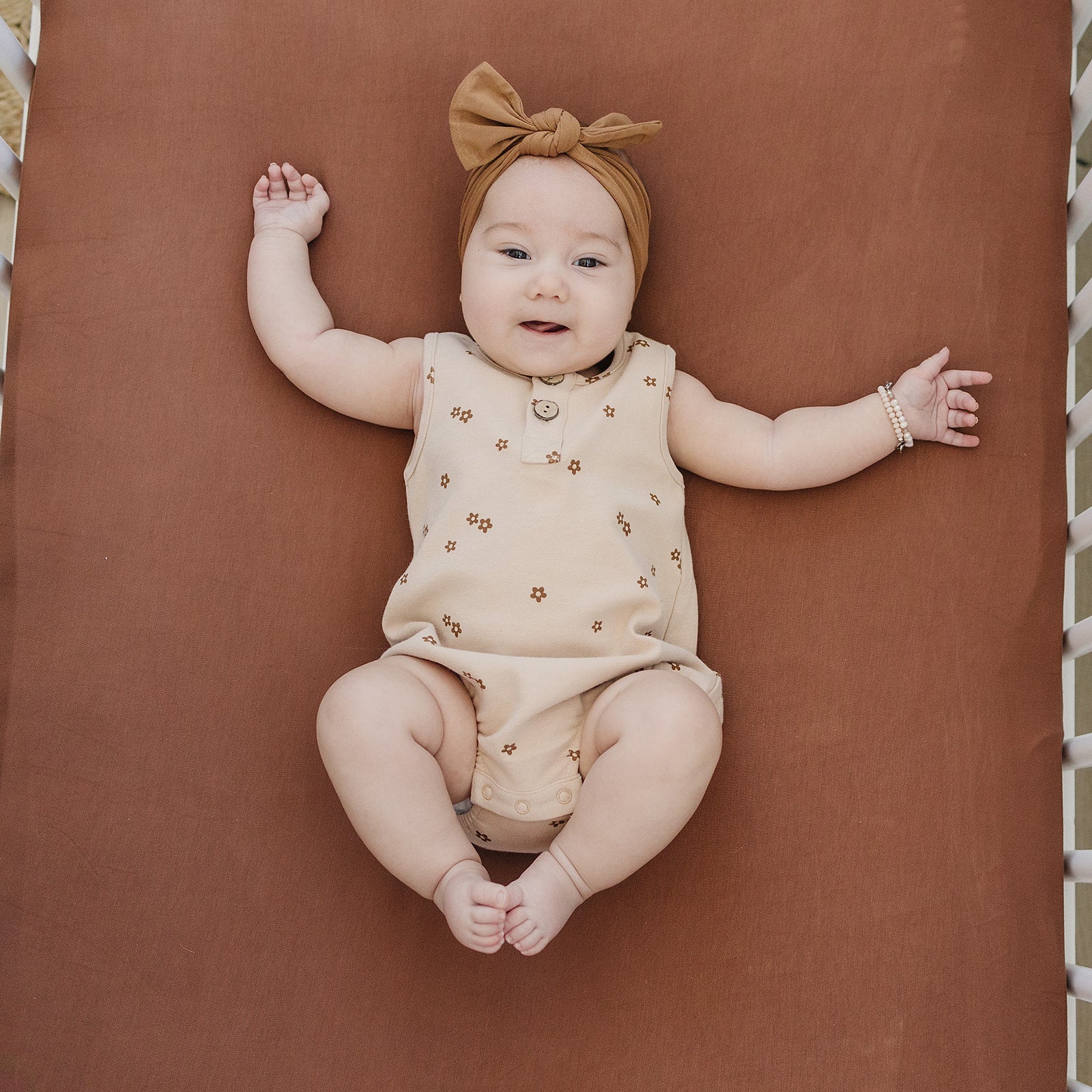 Rust Bamboo Stretch Crib Sheet - Image 3