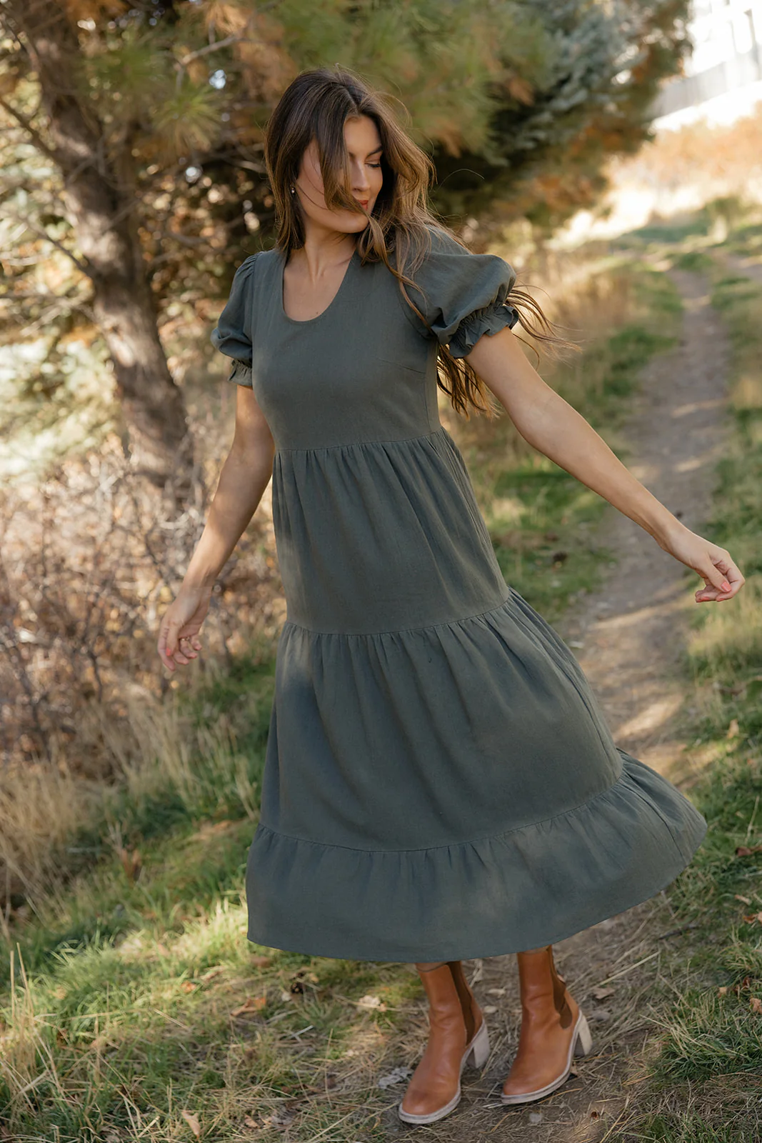 Rust Revival Tiered Dress