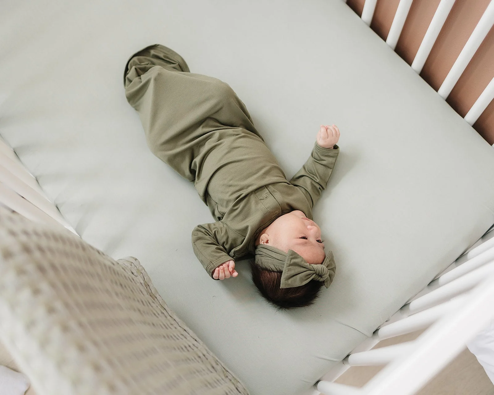 Sage Bamboo Stretch Crib Sheet - Image 2