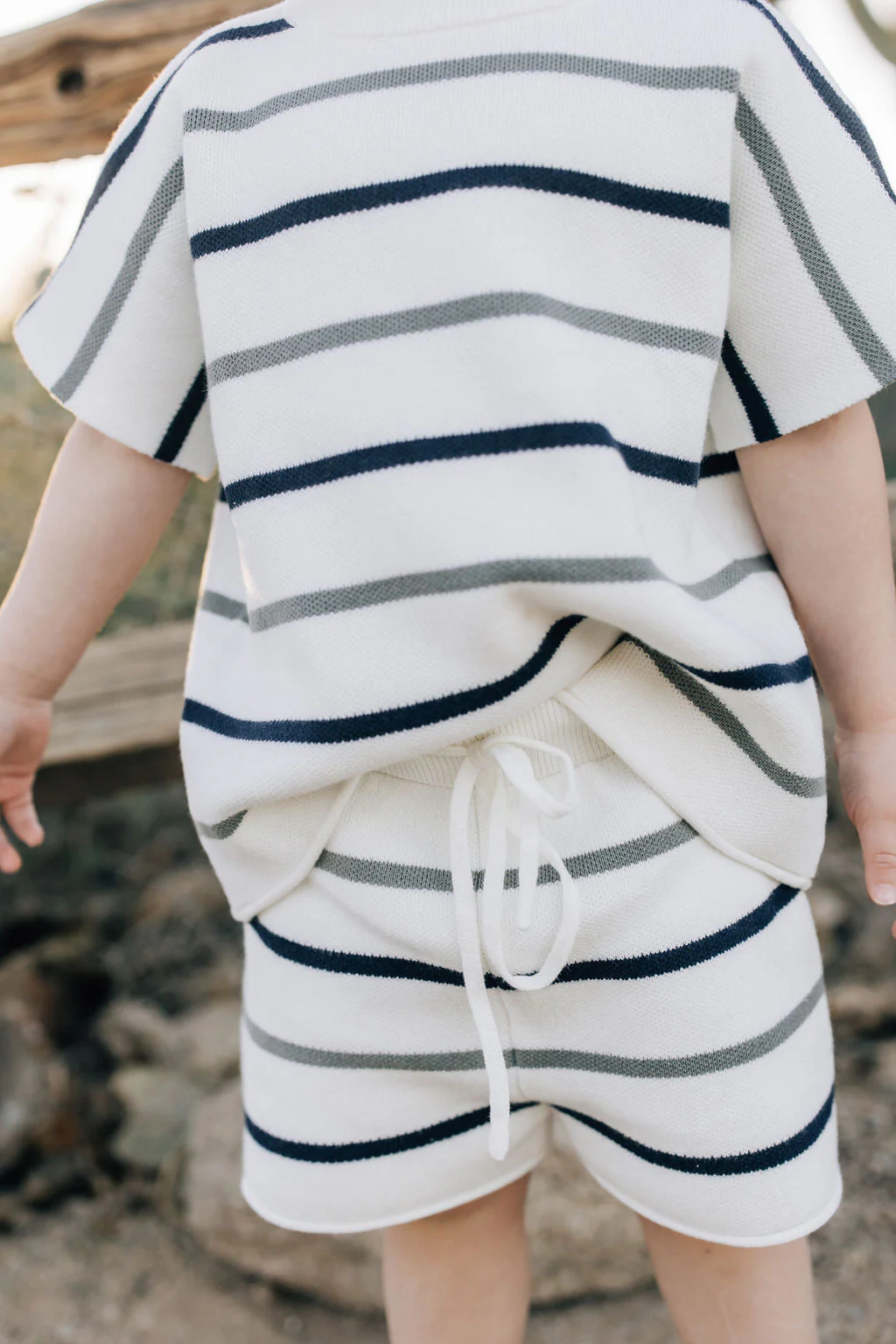 Sage + Navy Stripe Knit Short Set - Image 3