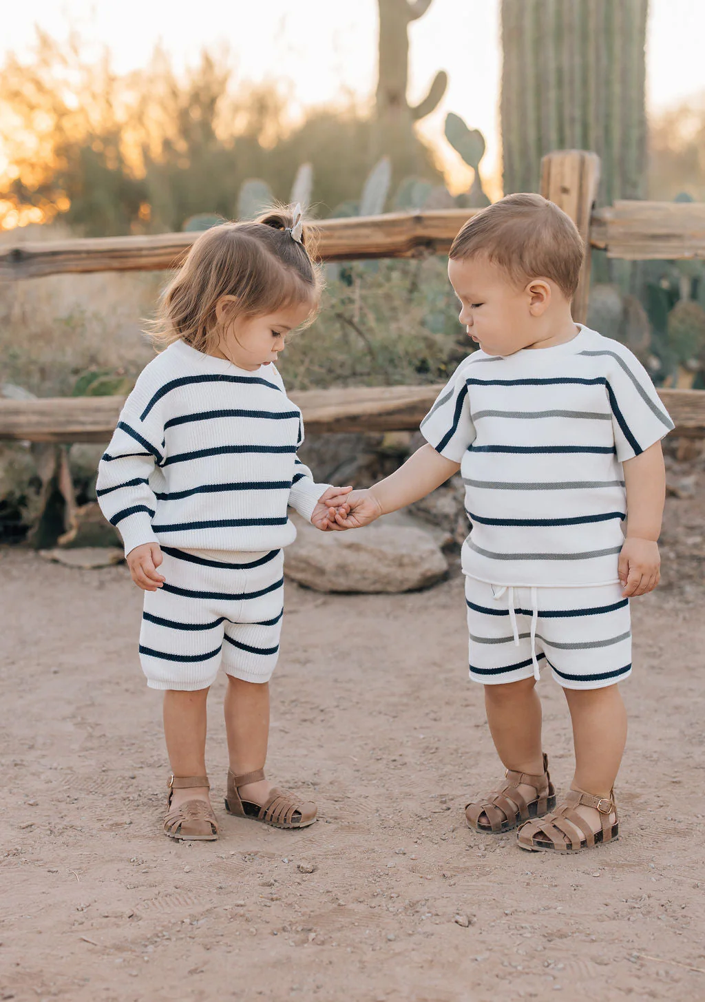 Sage + Navy Stripe Knit Short Set - Image 6