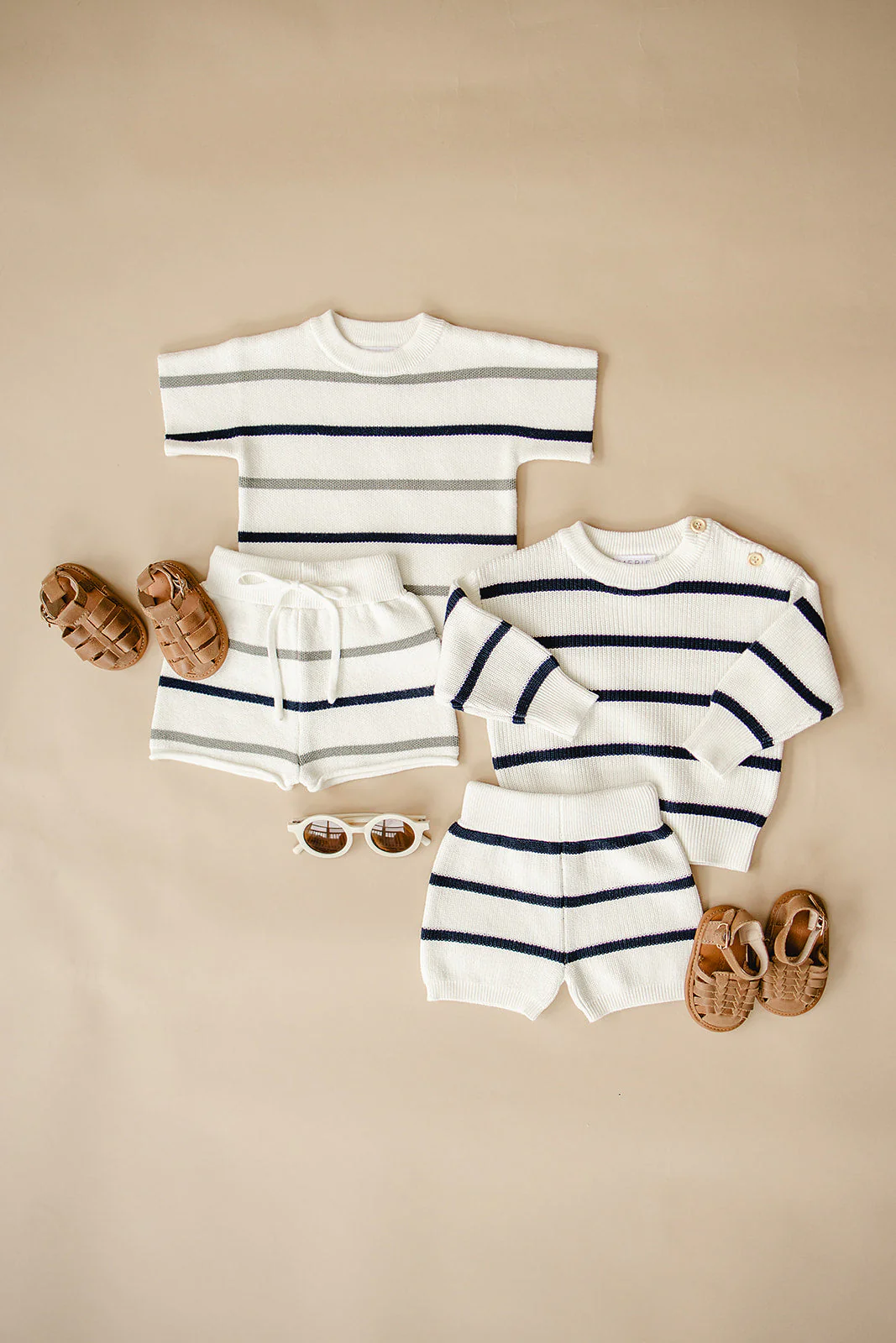 Sage + Navy Stripe Knit Short Set - Image 8