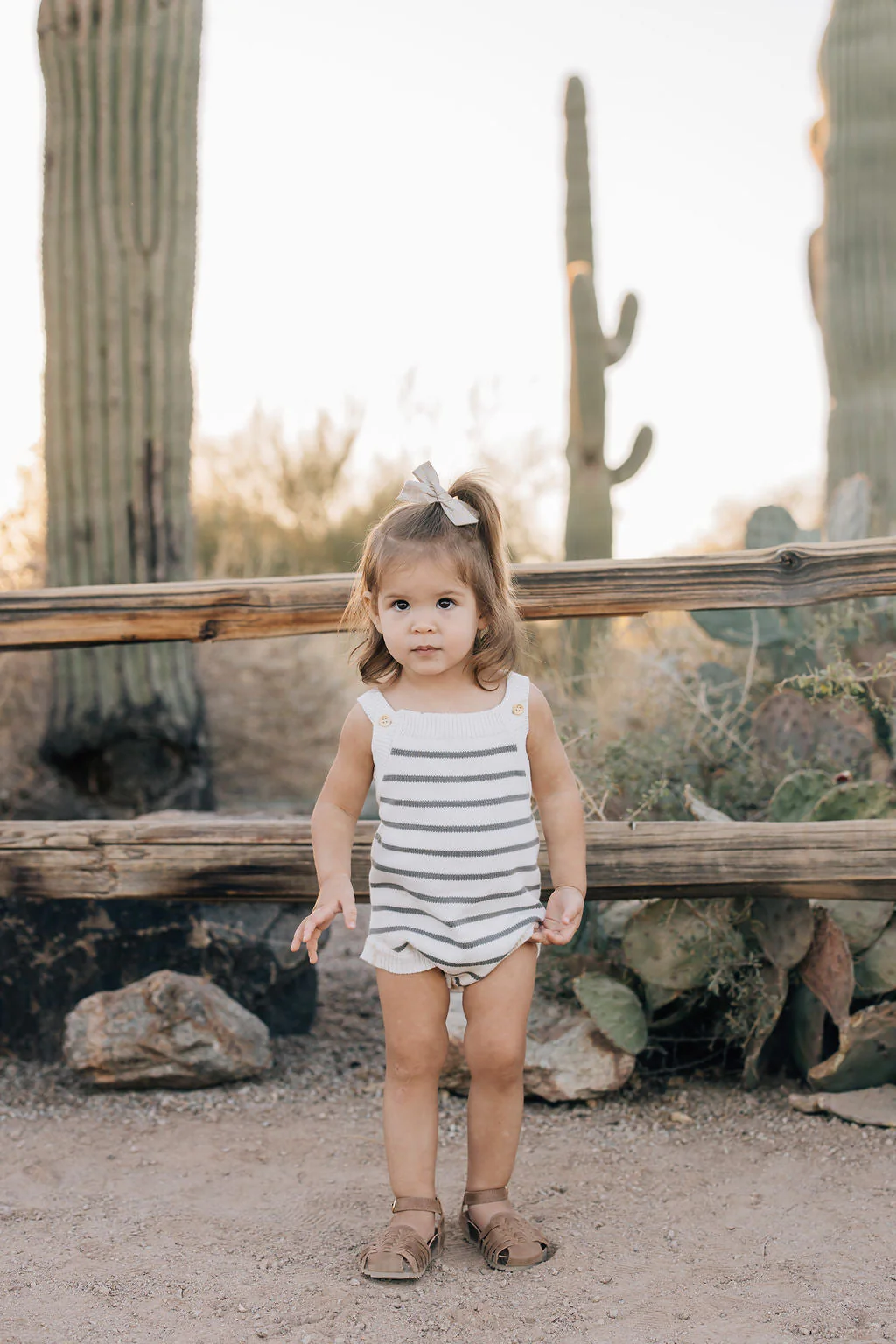 Sage Stripe Knit Bubble Romper - Image 2