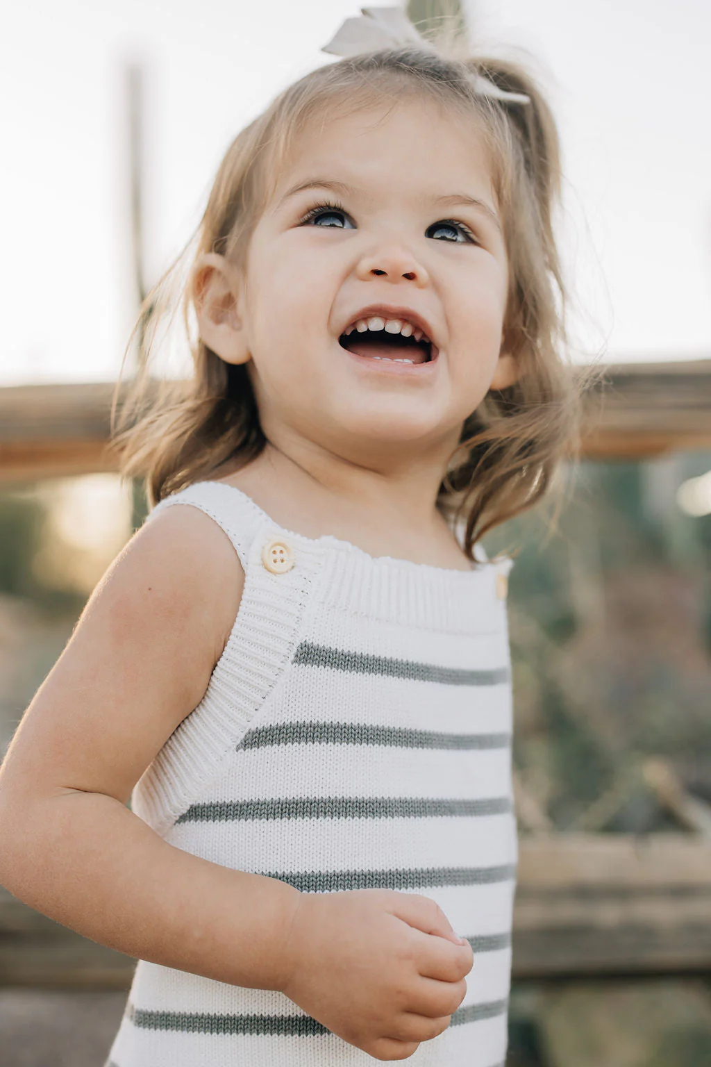 Sage Stripe Knit Bubble Romper - Image 6