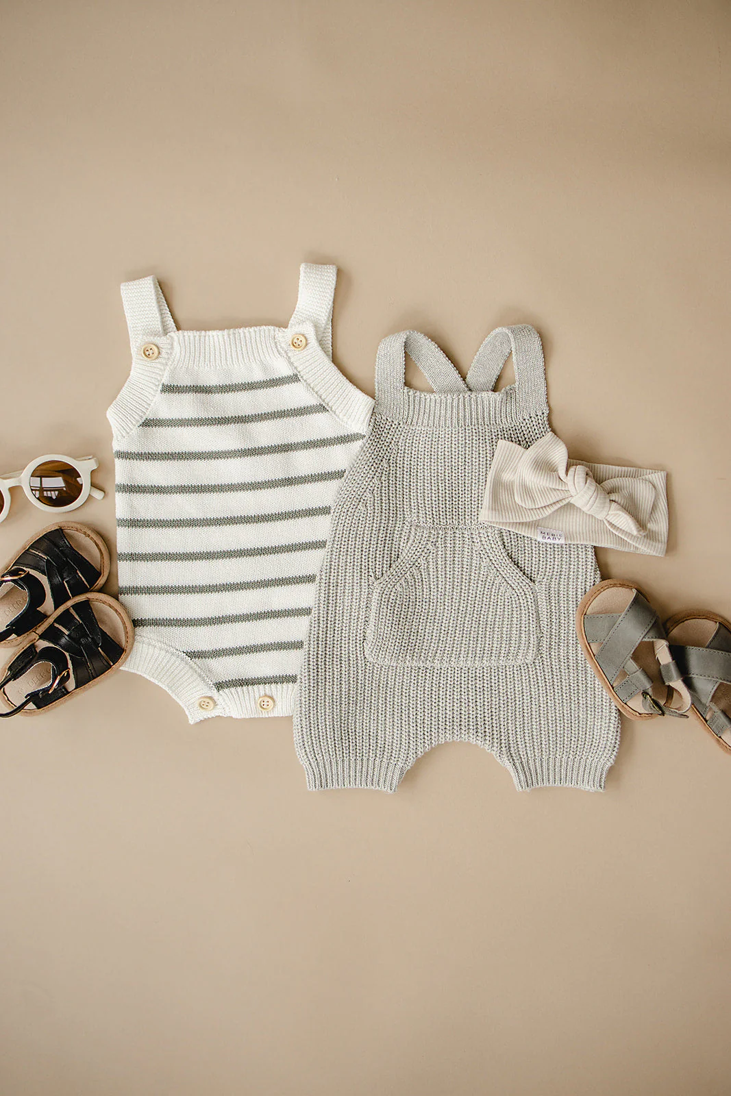 Sage Stripe Knit Bubble Romper - Image 8